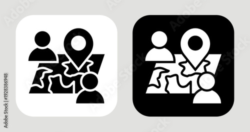 Location Density Icon In Black and White Glyph Style