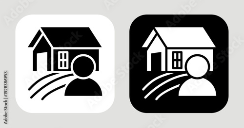 Rural Profile Icon In Black and White Glyph Style