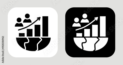 Population Growth Icon In Black and White Glyph Style