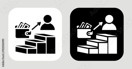 Economic Class Icon In Black and White Glyph Style