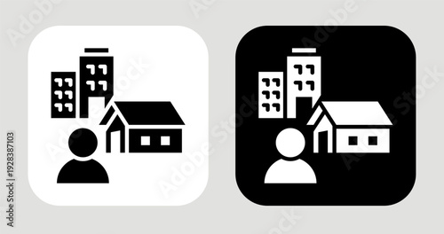 Suburban Area Icon In Black and White Glyph Style