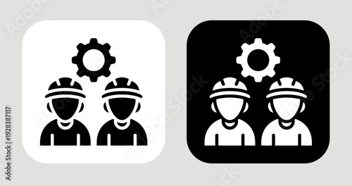 Labor Force Icon In Black and White Glyph Style
