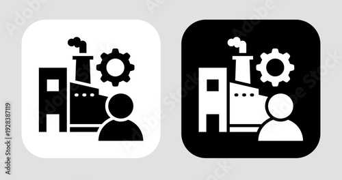 Employment Sector Icon In Black and White Glyph Style
