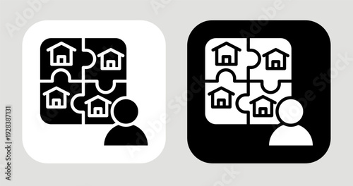 Residential Zone Icon In Black and White Glyph Style