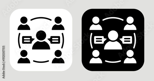 Social Environment Icon In Black and White Glyph Style