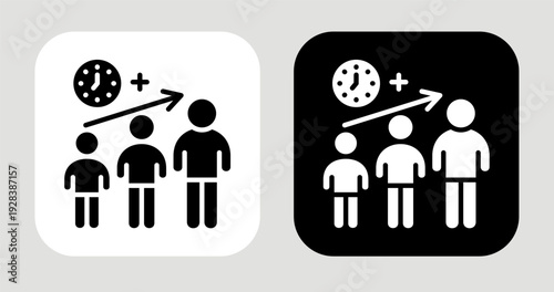 Population Age Mix Icon In Black and White Glyph Style