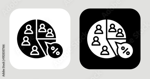 Population Share Icon In Black and White Glyph Style