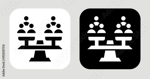 Population Scale Icon In Black and White Glyph Style