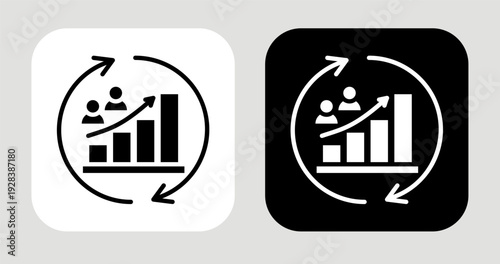 Demographic Shift Icon In Black and White Glyph Style