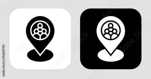 Local Community Icon In Black and White Glyph Style