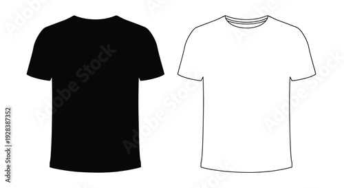 Two t shirts one black and one white presented as a silhouette