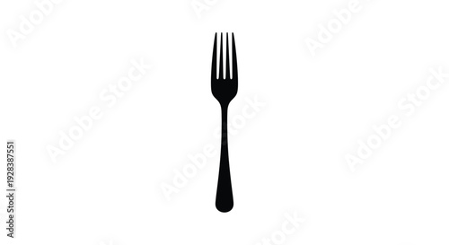 A simple black fork depicted in stark outline silhouette