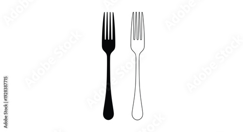 Two forks one dark and one light depicted as a silhouette