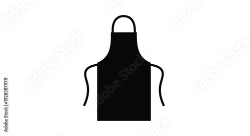 Black apron displayed against a white background simple silhouette