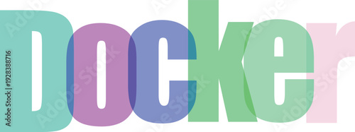 Colorful Overlapping Docker Text Logo Graphic