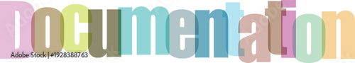 Colorful "Documentation" Text with Overlapping Letters on White Background