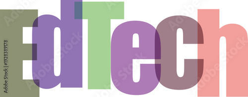 EdTech Colorful Overlapping Text Vector Illustration