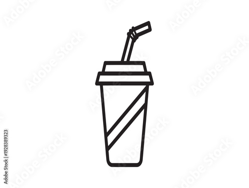A simple line drawing of a disposable cup with a straw
