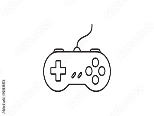 A simple line drawing of a wired video game controller