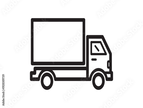Simple line drawing of a moving truck with a large blank cargo box
