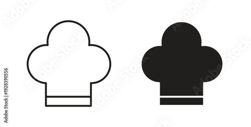 Chef hat icon style design pack on white background. Thin line and clipart style