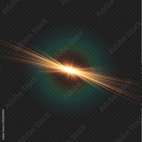 Natural bright yellow sunburst on a dark background for festive design. Vector illustration.