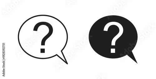 Comment question icon style design pack on white background. Thin line and clipart style