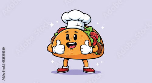 Cute Taco Chef Cartoon Character Giving Thumbs Up Vector.