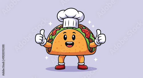 Cute Taco Chef Cartoon Character Giving Thumbs Up Vector Illustration.