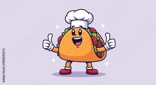 Happy Taco Chef Cartoon Character Giving Thumbs Up.