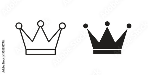 Crown icon style design pack on white background. Thin line and clipart style