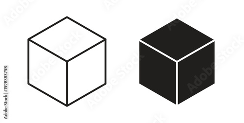 Cube icon style design pack on white background. Thin line and clipart style
