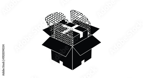 open cardboard box with broken lock security concept