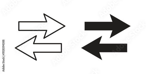 Data transfer icon style design pack on white background. Thin line and clipart style