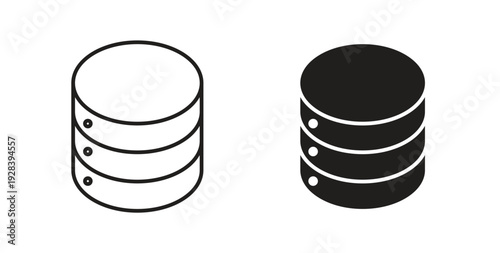 Database icon style design pack on white background. Thin line and clipart style