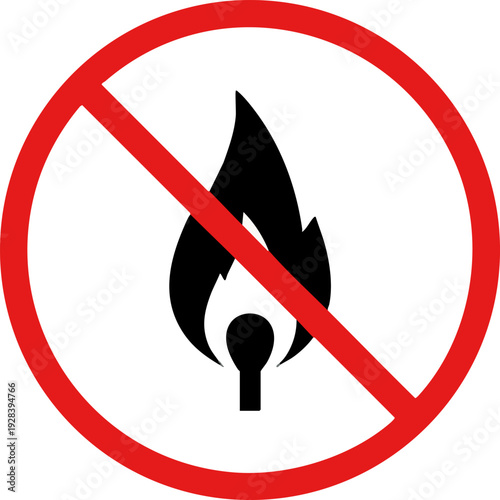 No Naked Flame Sign Prohibiting Open Fires and Ignition Sources