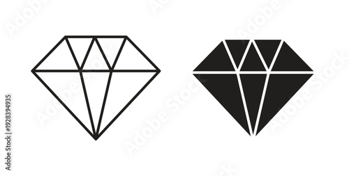 Diamond icon style design pack on white background. Thin line and clipart style
