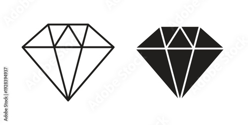 Diamond icon style design pack on white background. Thin line and clipart style