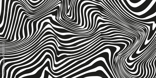 Wave design black and white. Digital image with a psychedelic stripes. Vector illustration