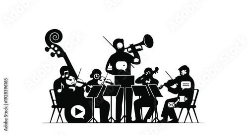 orchestra band silhouette music illustration