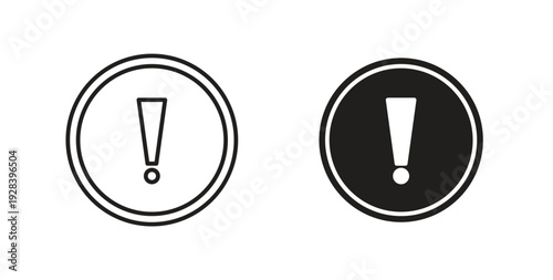 Exclamation interface icon style design pack on white background. Thin line and clipart style