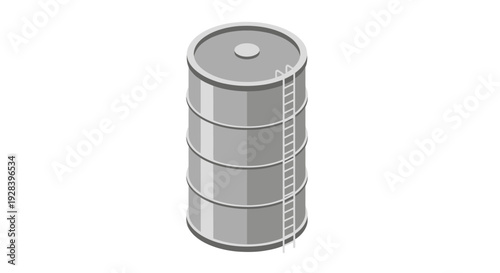 Isometric Metal Barrel for Industrial Storage and Transport.