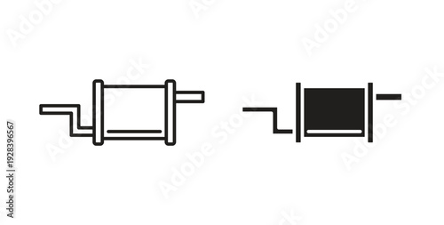 Exhaust pipe icon style design pack on white background. Thin line and clipart style