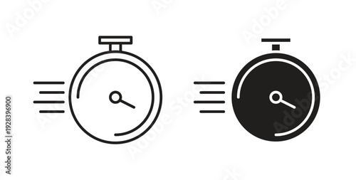 Express icon style design pack on white background. Thin line and clipart style