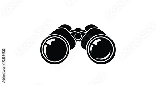 black binoculars icon illustration for travel or exploration