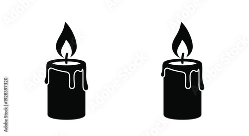 Two burning candles depicted in a stark black silhouette