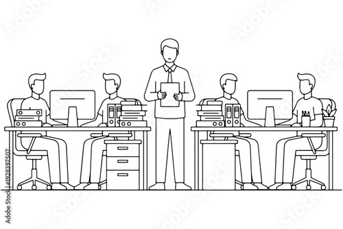 Corporate Office Vector Set – Modern Workplace and Productivity Illustrations