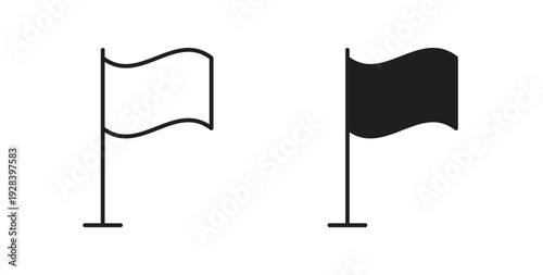 Flag icon style design pack on white background. Thin line and clipart style