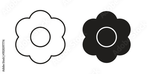 Flower icon style design pack on white background. Thin line and clipart style