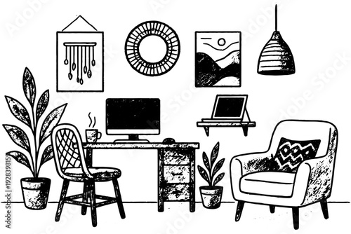 Premium Chic Home Workspace – Modern Desk Setup with Decor Accents